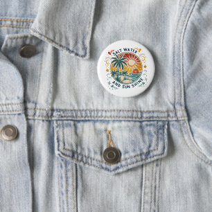 Salt Water and Sun Shine Vintage Tropical Beach 6 Cm Round Badge