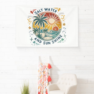 Salt Water and Sun Shine Vintage Tropical Beach Banner