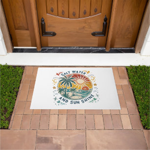 Salt Water and Sun Shine Vintage Tropical Beach Doormat