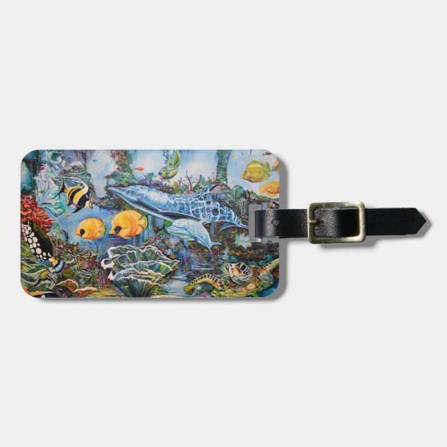 Salt water aquarium luggage tag (Front Horizontal)