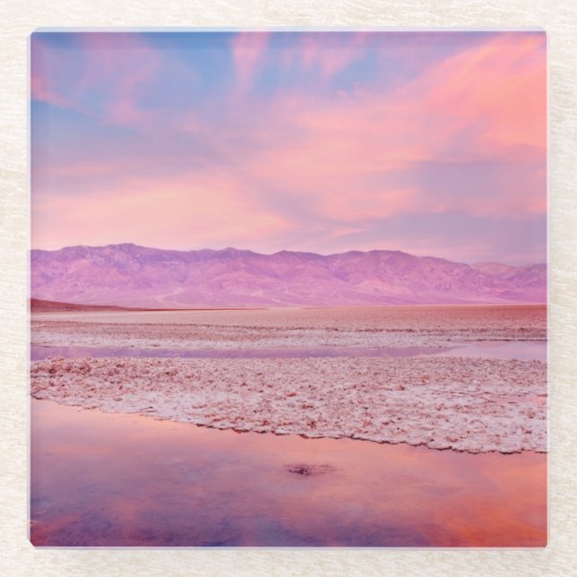 Salt Water Lake, Badwater, Death Valley Glass Coaster (Front)