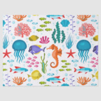 Salt water marine animals and life illustration