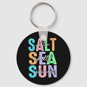 Salt Water Seashells Sunshine Summer Vacation Beac Key Ring