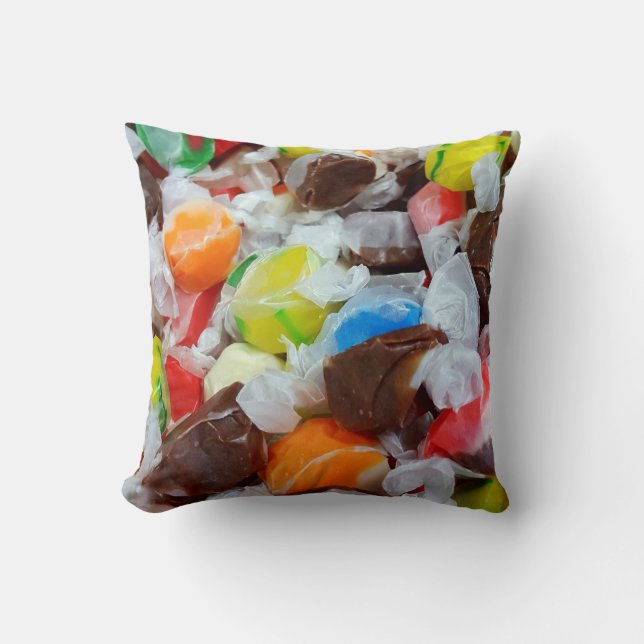 Salt Water Taffy Throw Pillow (Front)