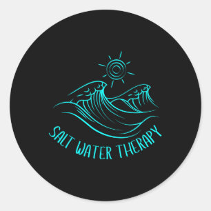 Salt Water Therapy Beach Lover Ocean Waves Summer  Classic Round Sticker