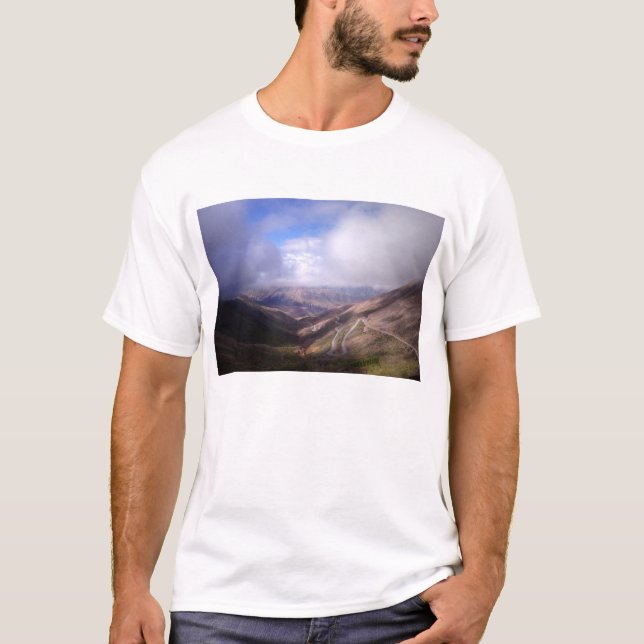 Salta Mountain Serpentine Road With Low Clouds T-Shirt (Front)