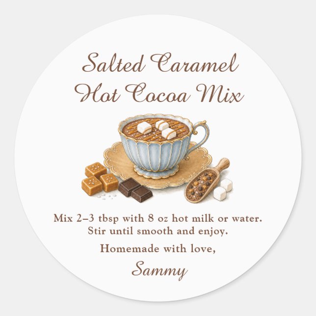 Salted Caramel Hot Cocoa Mix Gift Label (Front)