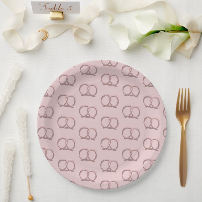 Salted Pretzel Twist Pattern Party  Paper Plate (Wedding)