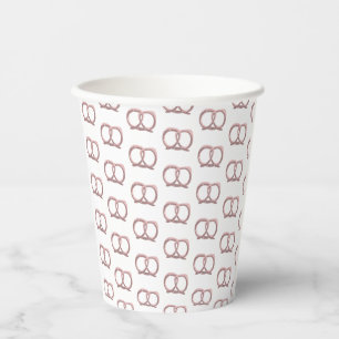 Salted Pretzel Twist Pattern Party Pink Paper Cups