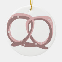 Salted Pretzel Twist Pattern Pink  Ceramic Ornamen