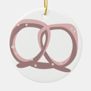 Salted Pretzel Twist Pattern Pink Ceramic Ornamen Ornament