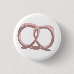 Salted Pretzel Twist Pink  3 Cm Round Badge