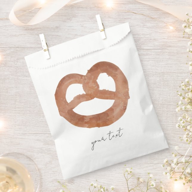 Salted Soft Pretzel Custom Script Handwritten Text Favour Bag (Clipped)