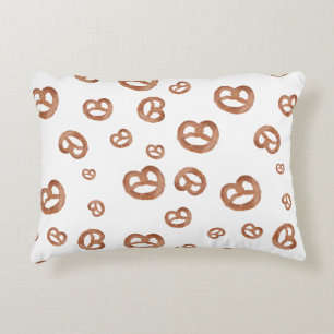 Salted Soft Watercolor Pretzel Pattern Decorative Cushion