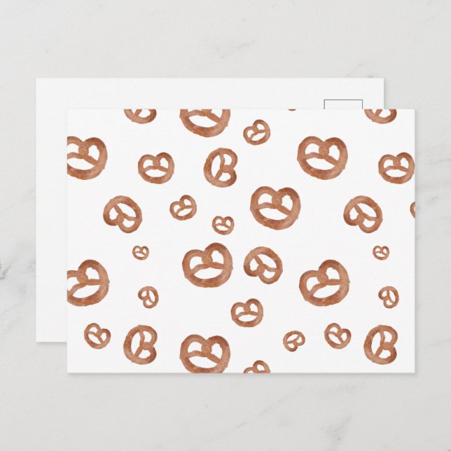 Salted Soft Watercolor Pretzel Pattern Holiday Postcard (Front/Back)