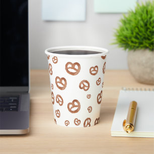 Salted Soft Watercolor Pretzel Pattern Paper Cups