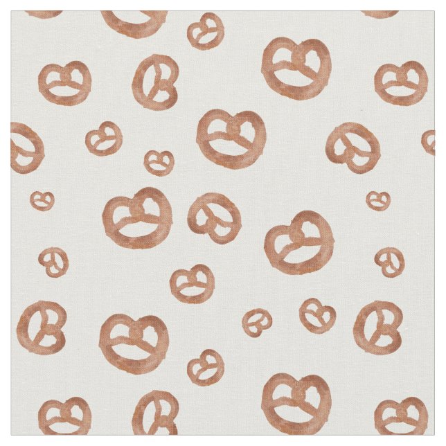 Salted Soft Watercolor Pretzel Seamless Pattern Fabric (Close Up)