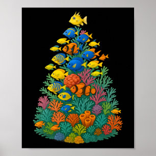 Saltwater Aquarium Christmas Tree Poster
