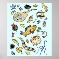 Saltwater Aquarium Fish Watercolor