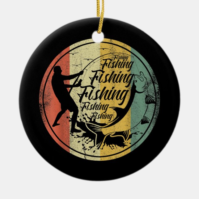 Saltwater Deep Sea Fishing Angler Fisherman Sport Ceramic Ornament (Front)