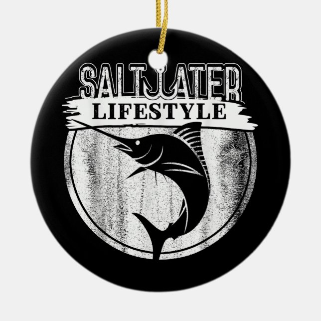Saltwater Deep Sea Fishing Angler Fisherman Sport Ceramic Ornament (Front)