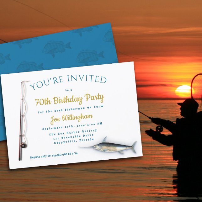 Saltwater Fishing Adult Male Birthday Party Invitation (Creator Uploaded)