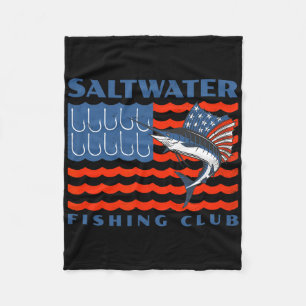 Saltwater Fishing Club Graphic 4th Of July Novelty Fleece Blanket