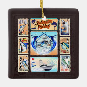 Saltwater Fishing Lighthouses Ceramic Ornament
