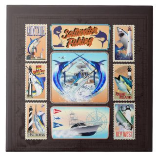 Saltwater Fishing Lighthouses Ceramic Tile