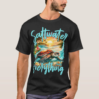 Saltwater Heals Everything Sea Turtle Tropical T-Shirt
