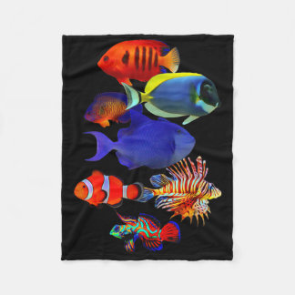 Saltwater Reef Fish Tank Lovers Trigger Fish Manda Fleece Blanket
