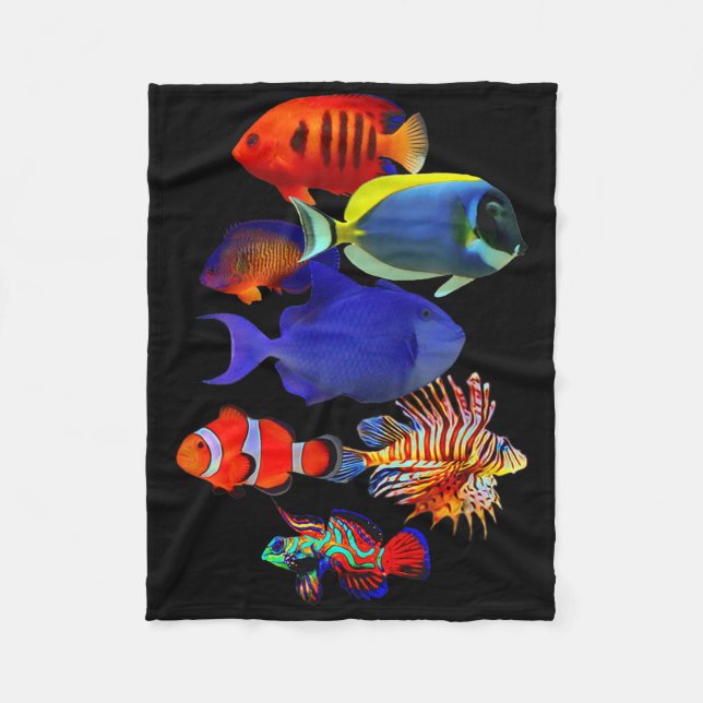 Saltwater Reef Fish Tank Lovers Trigger Fish Manda Fleece Blanket (Front)