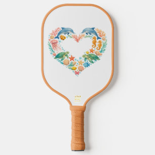 Saltwater Sea Life Heart Pickleball Paddle