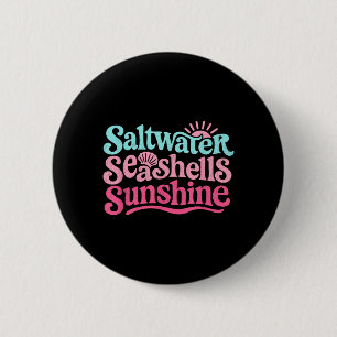 Saltwater Seashells Sunshine Retro Beach Summer 6 Cm Round Badge