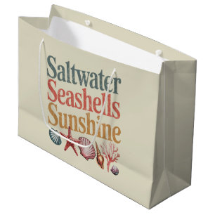 Saltwater Seashells Sunshine Summer Beach Vacation Large Gift Bag