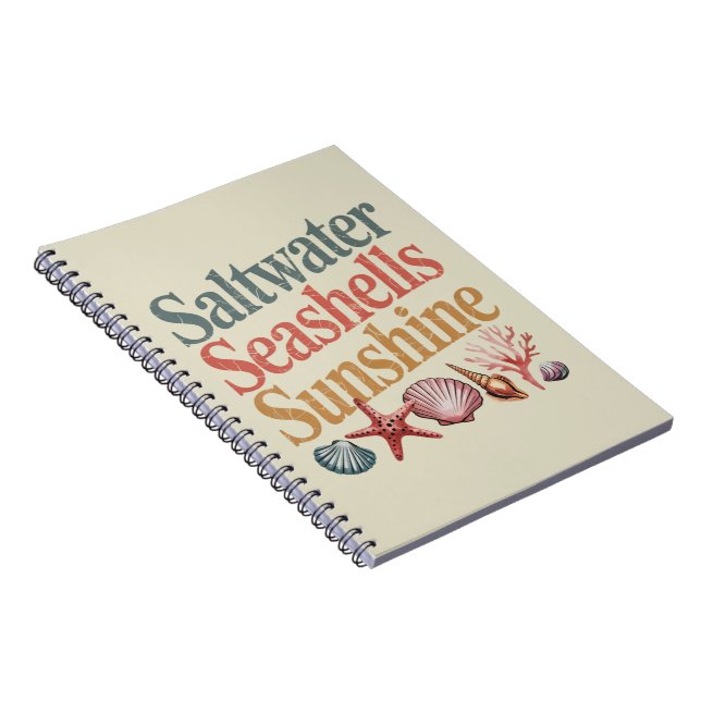 Saltwater Seashells Sunshine Summer Beach Vacation Notebook (Right Side)
