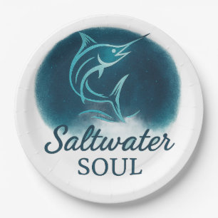 Saltwater Soul blue Marlin Paper Plate