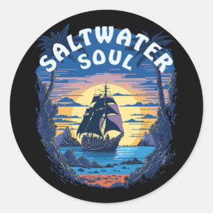 Saltwater Soul - Old Galleon Boat Classic Round Sticker