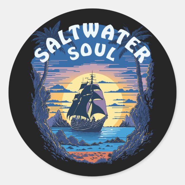 Saltwater Soul - Old Galleon Boat Classic Round Sticker (Front)