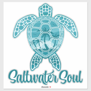Saltwater Soul Tropical Sea Turtle with Palm Trees