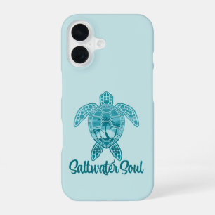 Saltwater Soul Tropical Sea Turtle with Palm Trees iPhone 16 Case