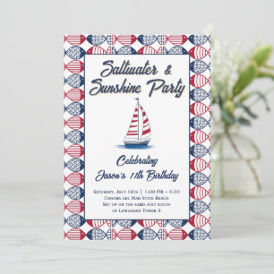 Saltwater & Sunshine Beach Sailing Party  Invitation