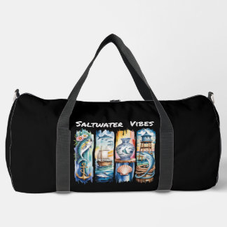 Saltwater Vibes Nautical Panels Duffle Bag