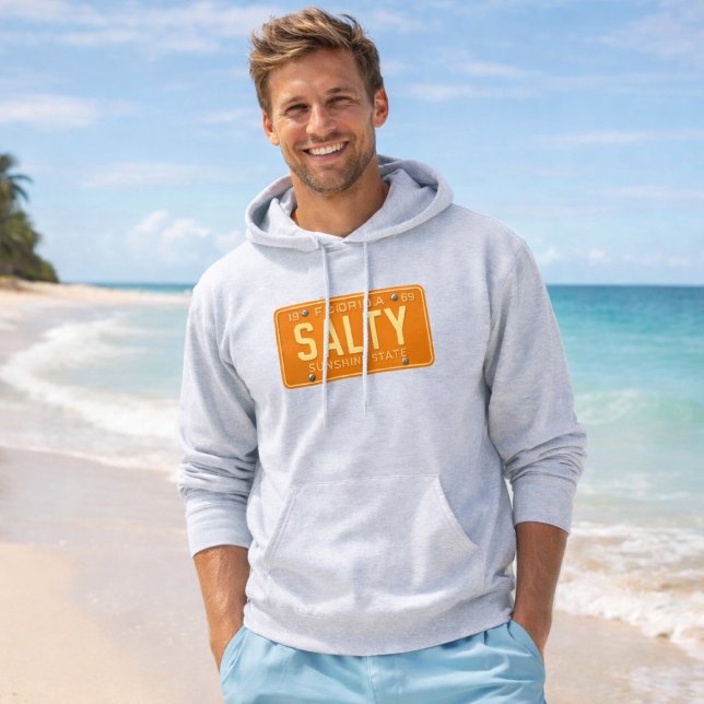 Salty 1969 - Retro Florida License Plate Graphic Hoodie (Creator Uploaded)
