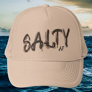 "Salty AF" logo Sandy Beach Trucker Hat