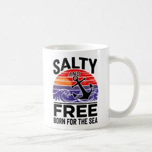 Salty and Free Nautical Anchor Sunset Design Coffee Mug
