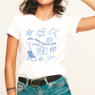 Salty Babes Beach Club Doodle T-Shirt