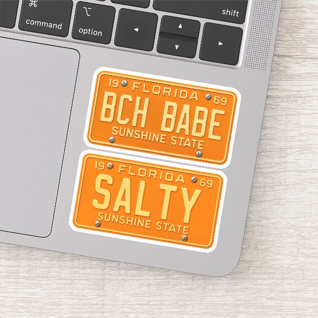 Salty Beach Babe - Retro Florida License Plate 2pc (Detail)