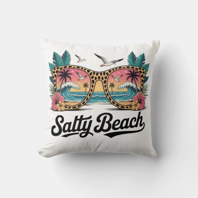Salty Beach Glasses  Cushion (Front)