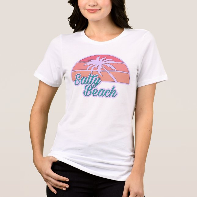 Salty Beach Palm Tree Sunset (front) Tri-Blend Shirt (Front)